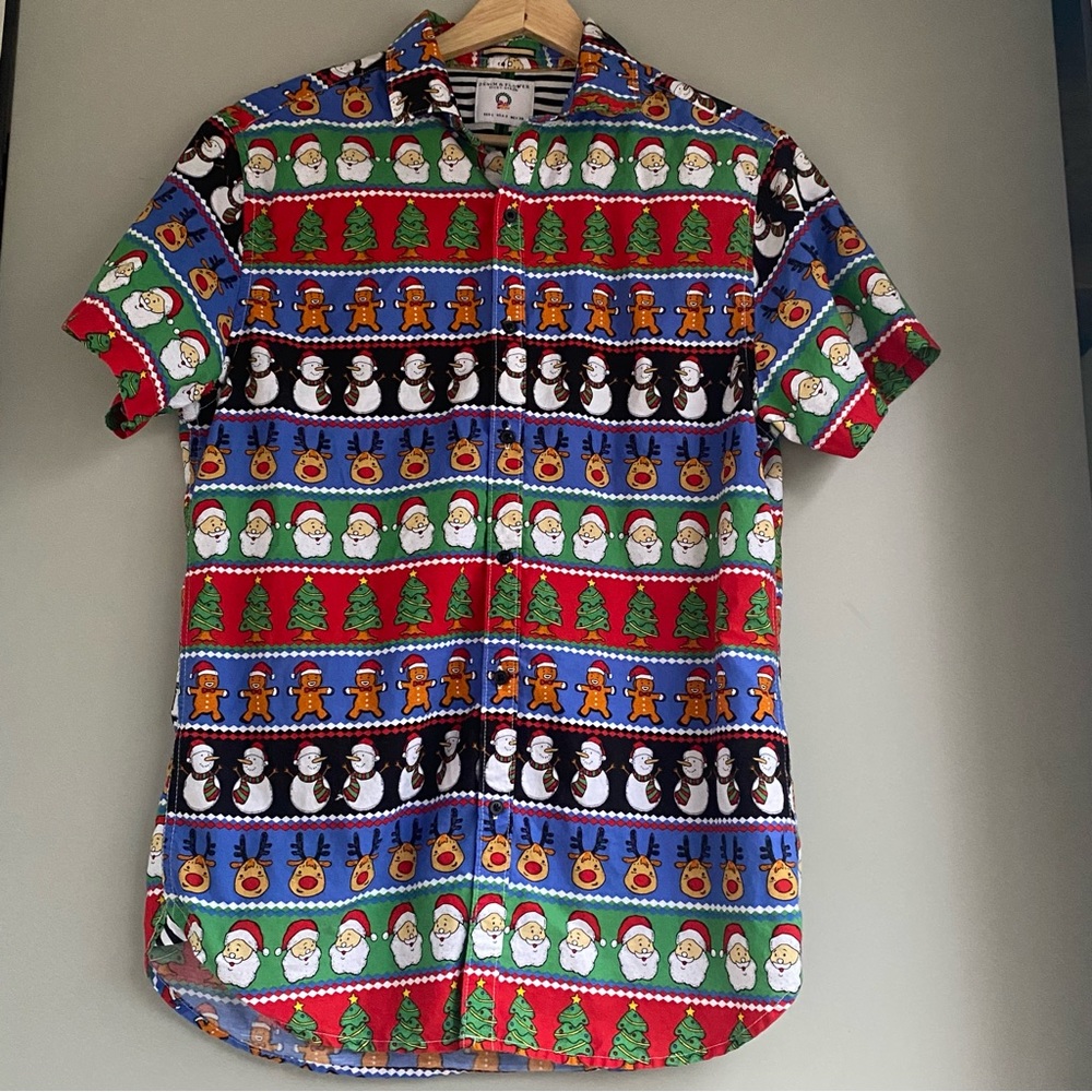 Denim & Flowers- Christmas Holiday Themed Button Down